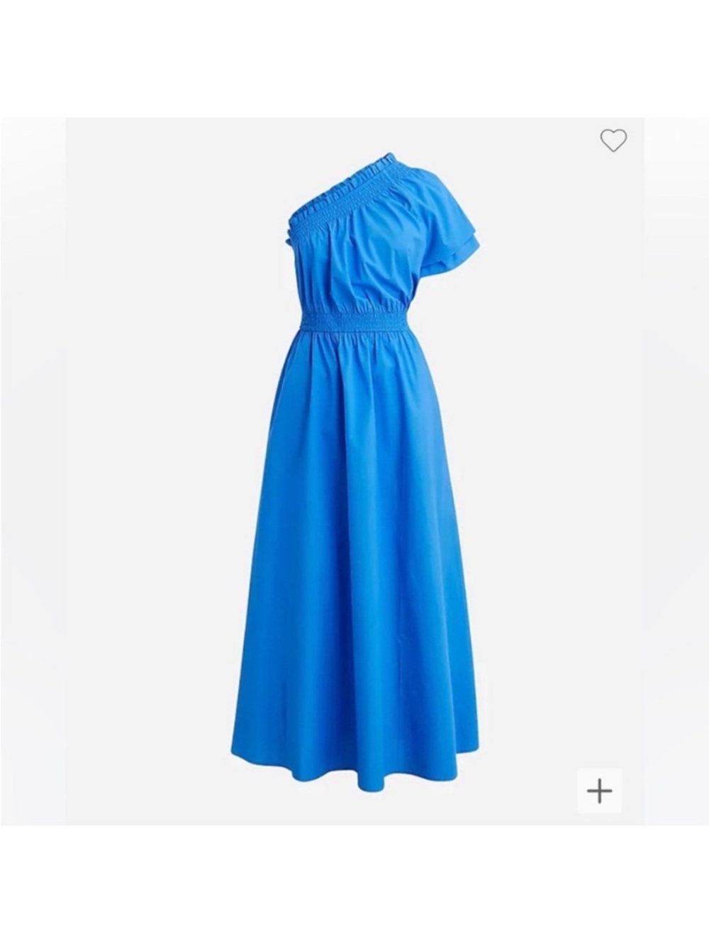 J. Crew One-Shoulder Royal Blue Smocked-Waist Maxi Dress